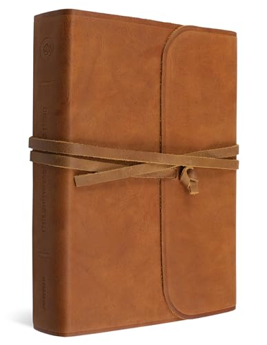 Single Column Journaling Bible: English Standard Version, Brown, Natural Leather, Flap With Strap von Crossway Books
